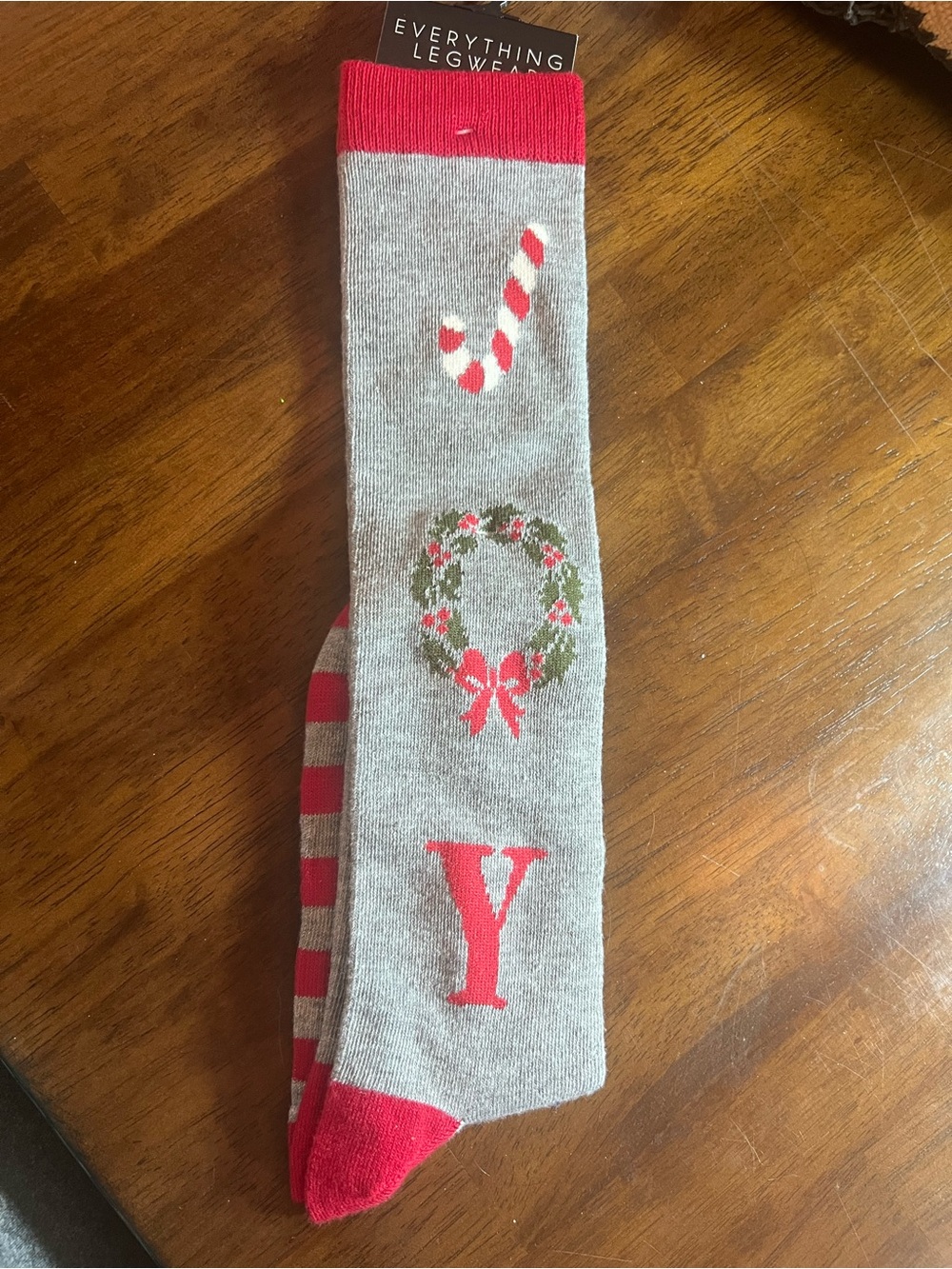 Women's Gray & Red 'JOY' Holiday Knee Socks